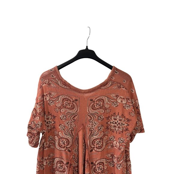 Free People No Matter What Paisley Print Oversized High Low Hem Top XS Cotton - Picture 5 of 9